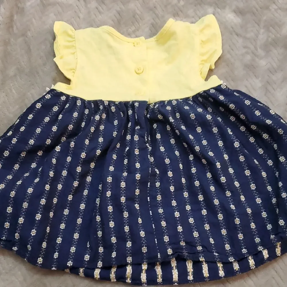 Good Lad Yellow and Blue Striped Floral Dress Baby 12 Months